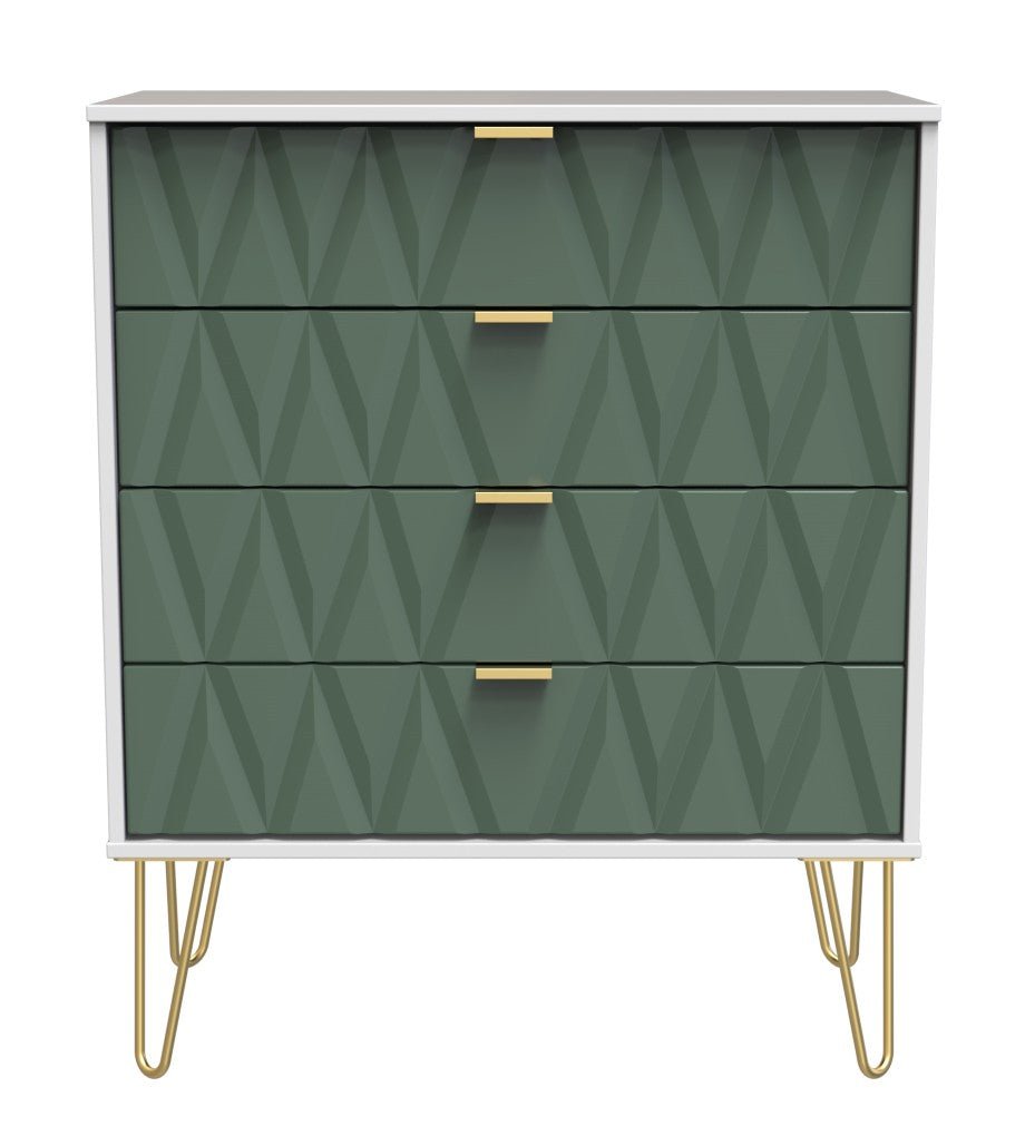 Diamond 4 Drawer Chest with Gold Hairpin Legs - Welcome Furniture