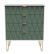 Diamond 4 Drawer Chest with Gold Hairpin Legs - Welcome Furniture