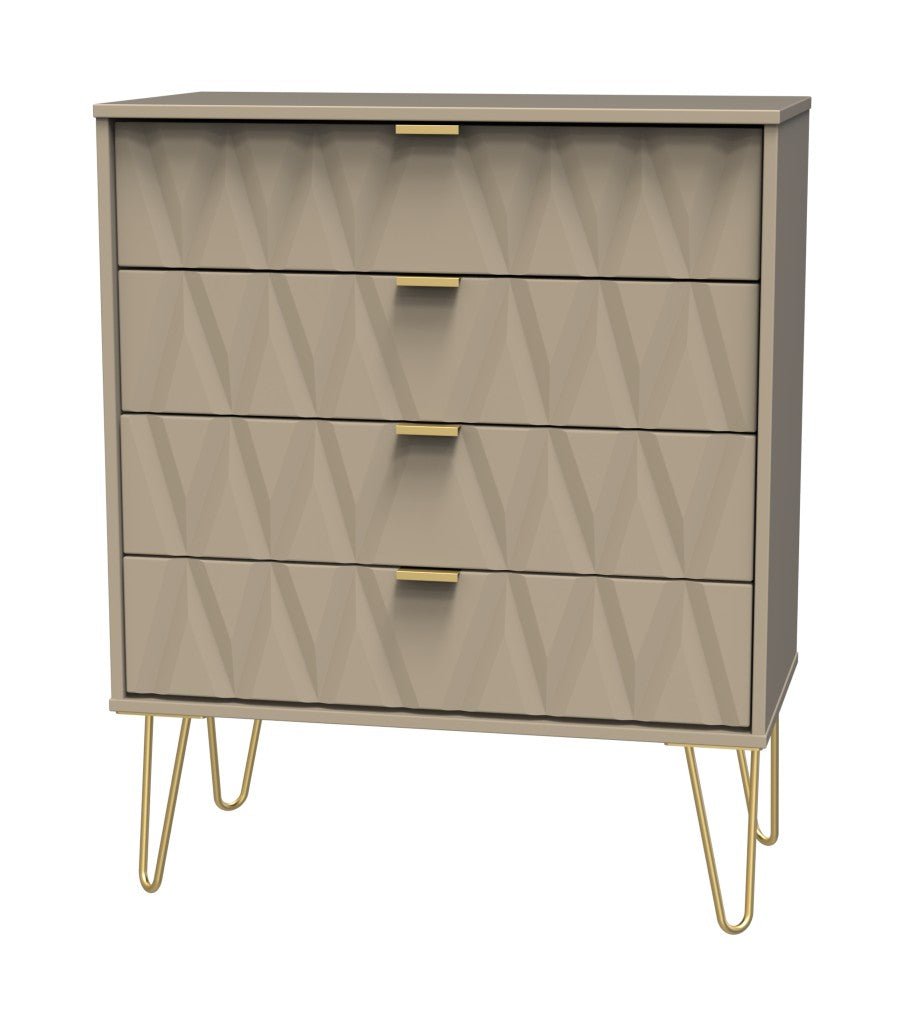 Diamond 4 Drawer Chest with Gold Hairpin Legs - Welcome Furniture