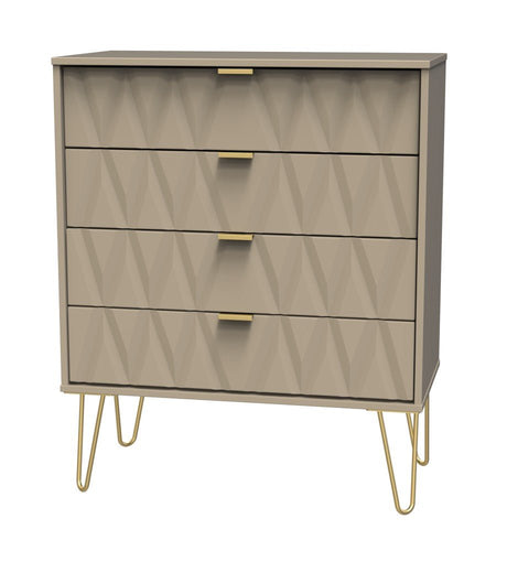 Diamond 4 Drawer Chest with Gold Hairpin Legs - Welcome Furniture