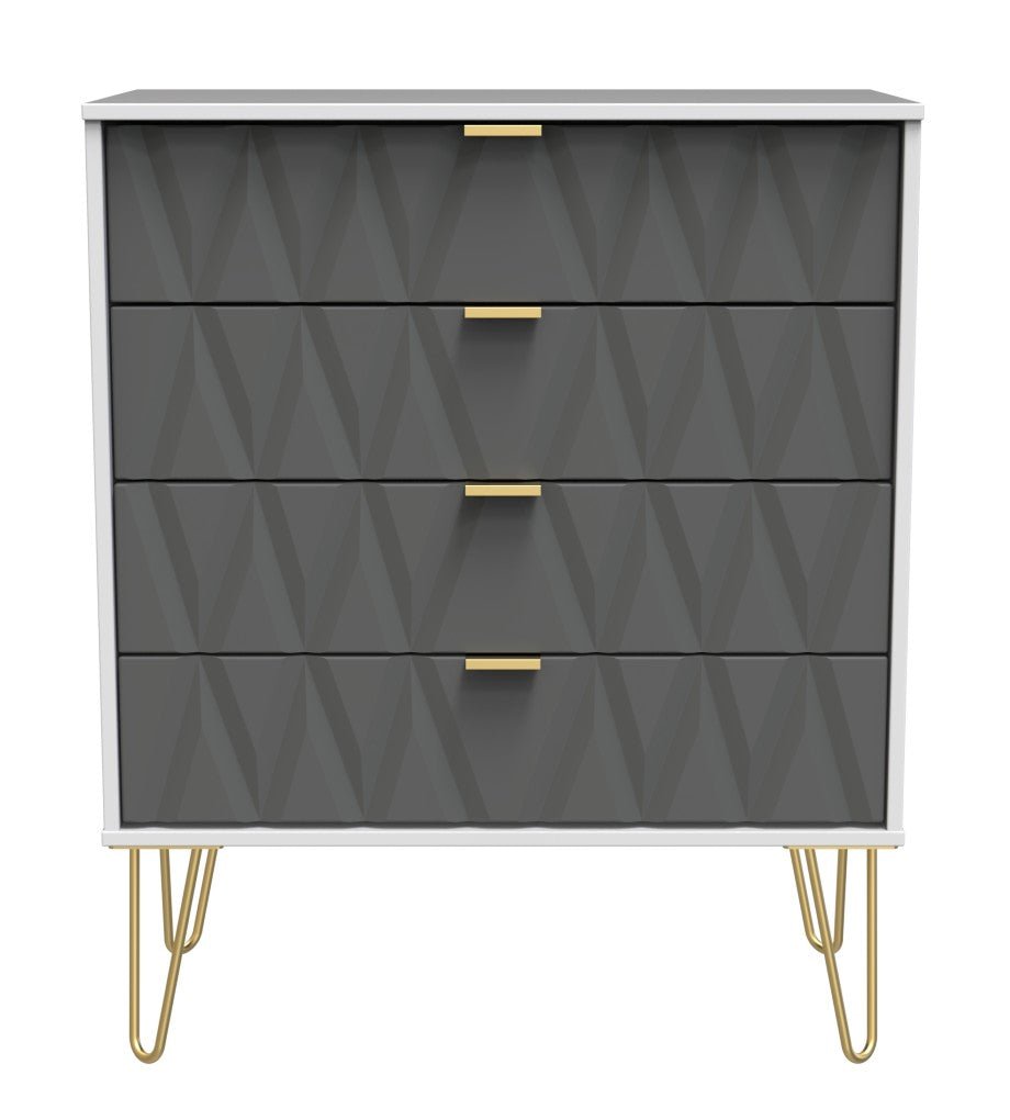 Diamond 4 Drawer Chest with Gold Hairpin Legs - Welcome Furniture