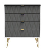 Diamond 4 Drawer Chest with Gold Hairpin Legs - Welcome Furniture