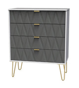 Diamond 4 Drawer Chest with Gold Hairpin Legs - Welcome Furniture