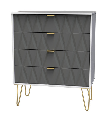 Diamond 4 Drawer Chest with Gold Hairpin Legs - Welcome Furniture