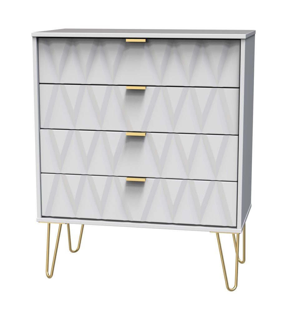 Diamond 4 Drawer Chest with Gold Hairpin Legs - Welcome Furniture