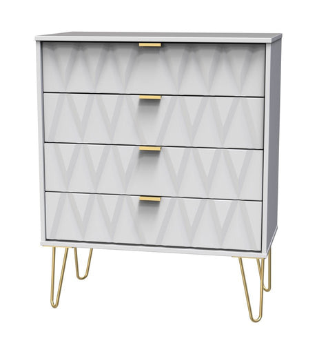 Diamond 4 Drawer Chest with Gold Hairpin Legs - Welcome Furniture
