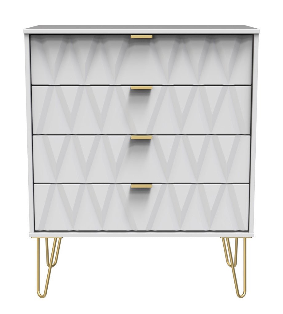 Diamond 4 Drawer Chest with Gold Hairpin Legs - Welcome Furniture