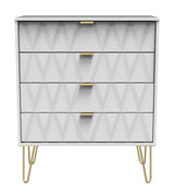 Diamond 4 Drawer Chest with Gold Hairpin Legs - Welcome Furniture