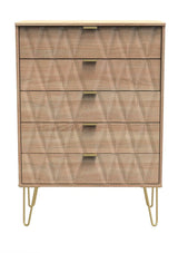Diamond 5 Drawer Chest with Gold Hairpin Legs - Welcome Furniture