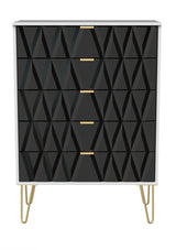 Diamond 5 Drawer Chest with Gold Hairpin Legs - Welcome Furniture