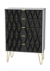 Diamond 5 Drawer Chest with Gold Hairpin Legs - Welcome Furniture