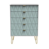 Diamond 5 Drawer Chest with Gold Hairpin Legs - Welcome Furniture