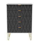 Diamond 5 Drawer Chest with Gold Hairpin Legs - Welcome Furniture