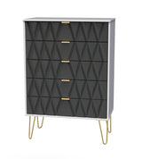 Diamond 5 Drawer Chest with Gold Hairpin Legs - Welcome Furniture