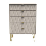 Diamond 5 Drawer Chest with Gold Hairpin Legs - Welcome Furniture