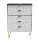 Diamond 5 Drawer Chest with Gold Hairpin Legs - Welcome Furniture