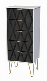 Diamond Narrow 5 Drawer Chest with Gold Hairpin Legs - Welcome Furniture