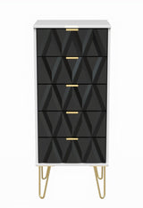 Diamond Narrow 5 Drawer Chest with Gold Hairpin Legs - Welcome Furniture