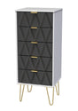 Diamond Narrow 5 Drawer Chest with Gold Hairpin Legs - Welcome Furniture