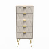 Diamond Narrow 5 Drawer Chest with Gold Hairpin Legs - Welcome Furniture