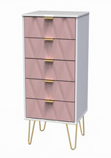 Diamond Narrow 5 Drawer Chest with Gold Hairpin Legs - Welcome Furniture