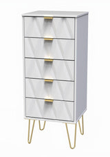 Diamond Narrow 5 Drawer Chest with Gold Hairpin Legs - Welcome Furniture