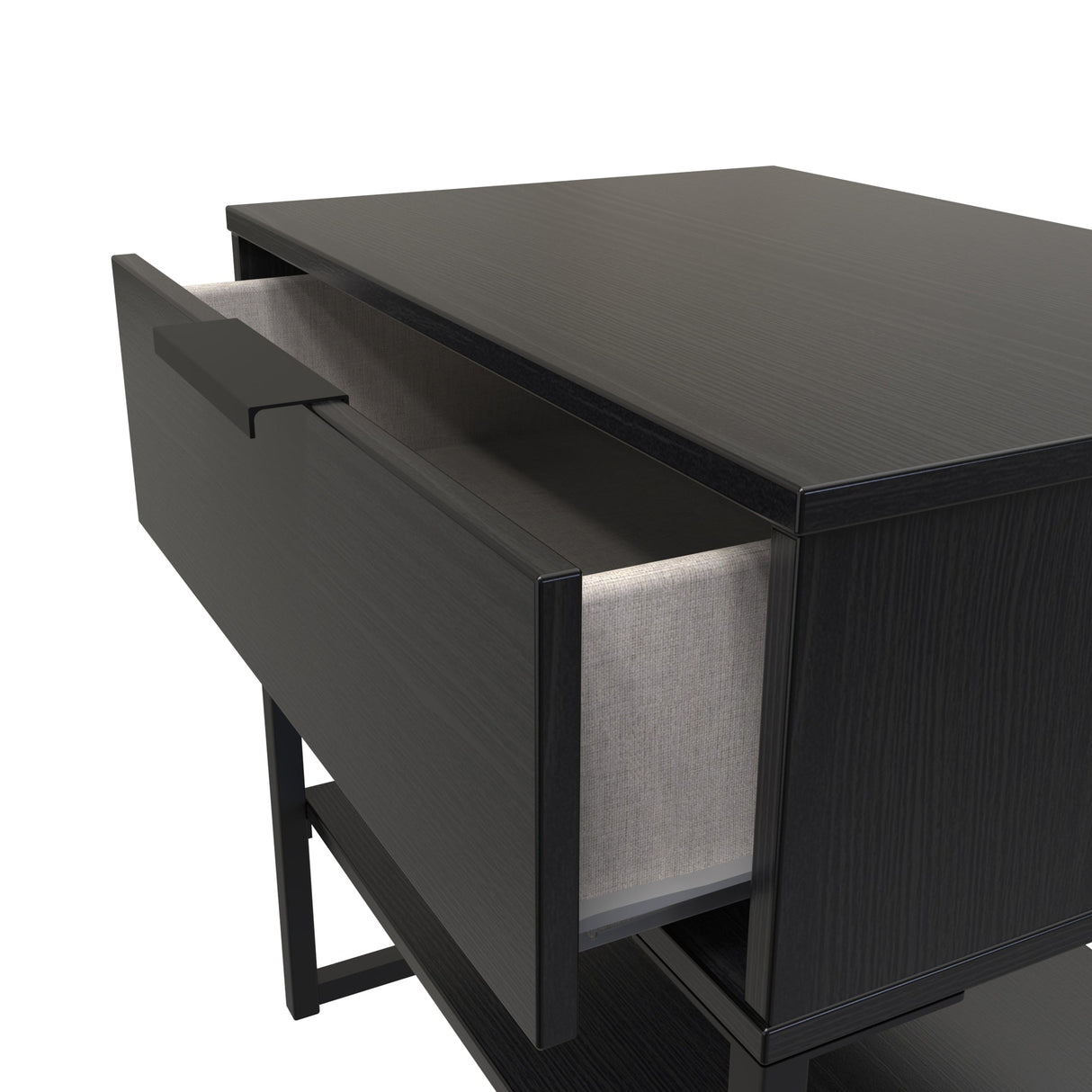 Diego 1 Drawer Midi Bedside Cabinet with Black Frame Legs - Welcome Furniture