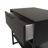 Diego 1 Drawer Midi Bedside Cabinet with Black Frame Legs - Welcome Furniture