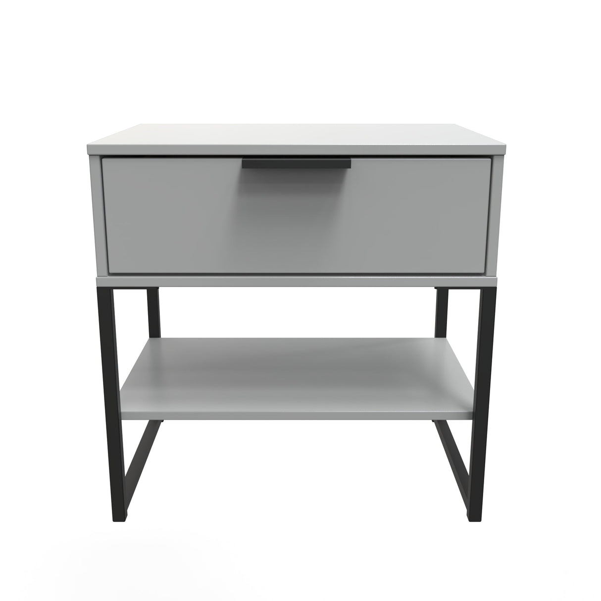 Diego 1 Drawer Midi Bedside Cabinet with Black Frame Legs - Welcome Furniture