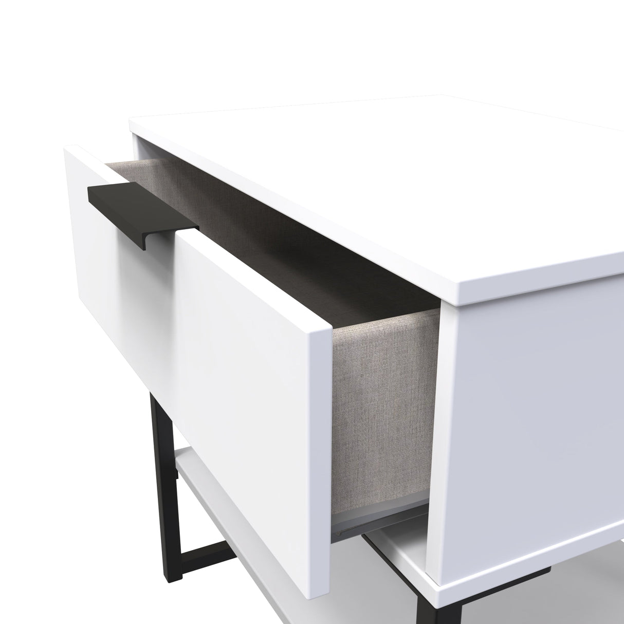 Diego 1 Drawer Midi Bedside Cabinet with Black Frame Legs - Welcome Furniture