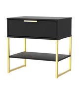 Diego 1 Drawer Midi Bedside Cabinet with Gold Frame Legs - Welcome Furniture