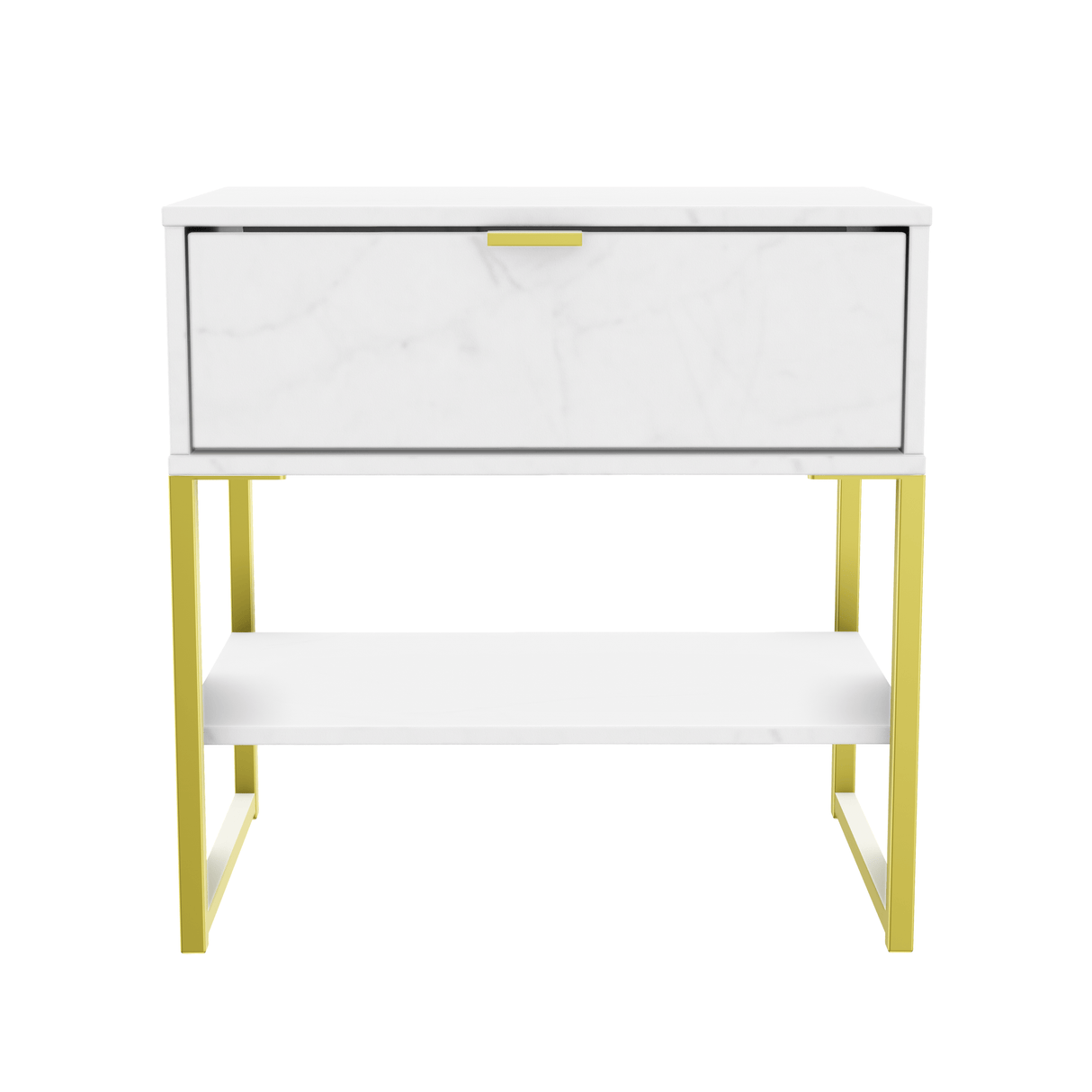 Diego 1 Drawer Midi Bedside Cabinet with Gold Frame Legs - Welcome Furniture