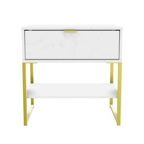 Diego 1 Drawer Midi Bedside Cabinet with Gold Frame Legs - Welcome Furniture