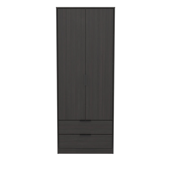 Diego 2 Door 2 Drawer Wardrobe with Black Fittings - Welcome Furniture