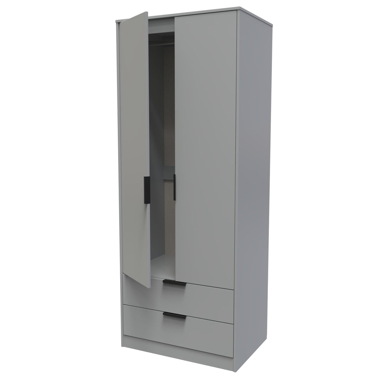 Diego 2 Door 2 Drawer Wardrobe with Black Fittings - Welcome Furniture