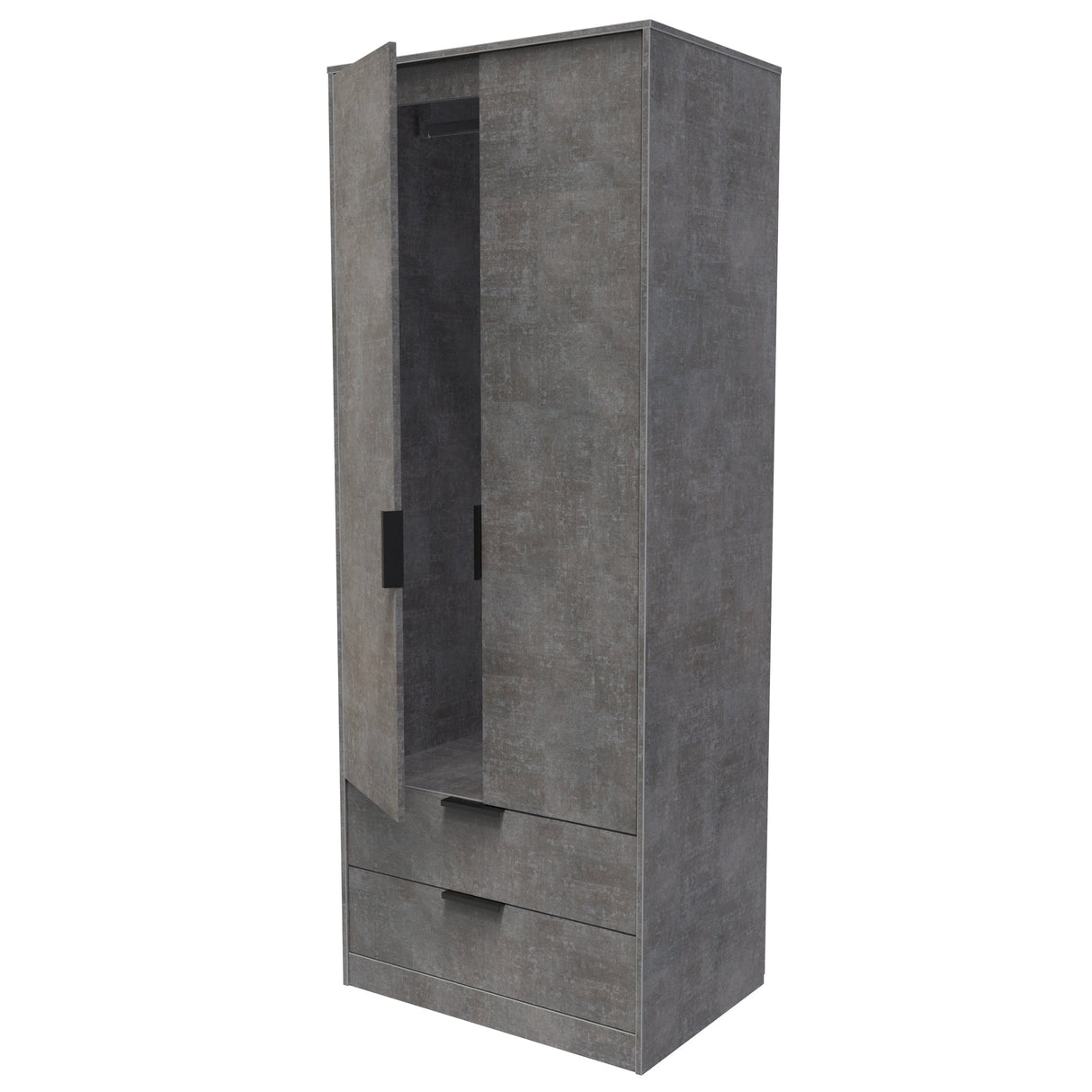 Diego 2 Door 2 Drawer Wardrobe with Black Fittings - Welcome Furniture