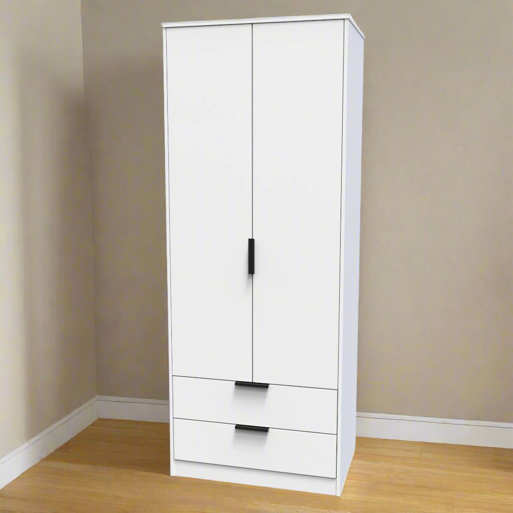 Diego 2 Door 2 Drawer Wardrobe with Black Fittings - Welcome Furniture