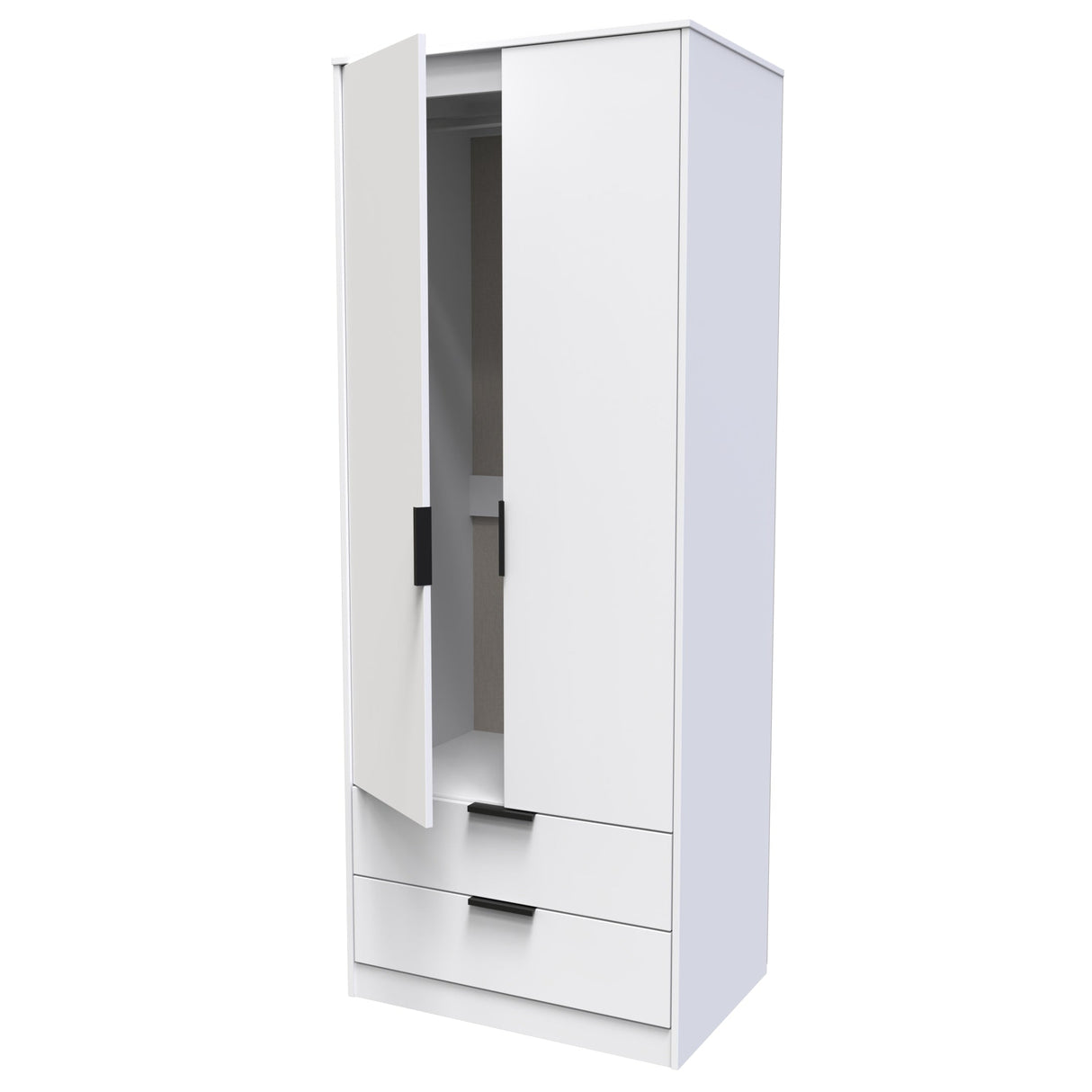 Diego 2 Door 2 Drawer Wardrobe with Black Fittings - Welcome Furniture