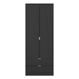 Diego 2 Door 2 Drawer Wardrobe with Gold Fittings - Welcome Furniture