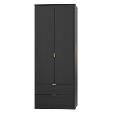 Diego 2 Door 2 Drawer Wardrobe with Gold Fittings - Welcome Furniture