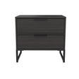 Diego 2 Drawer Midi Bedside Cabinet with Black Frame Legs - Welcome Furniture