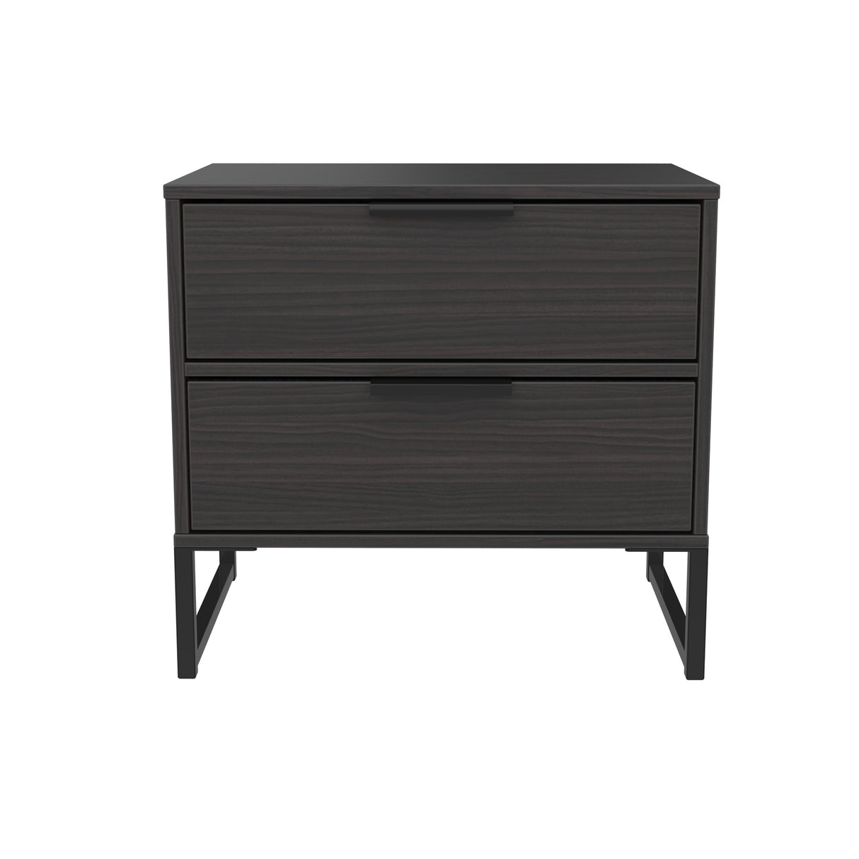 Diego 2 Drawer Midi Bedside Cabinet with Black Frame Legs - Welcome Furniture