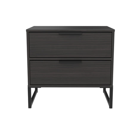 Diego 2 Drawer Midi Bedside Cabinet with Black Frame Legs - Welcome Furniture