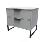 Diego 2 Drawer Midi Bedside Cabinet with Black Frame Legs - Welcome Furniture