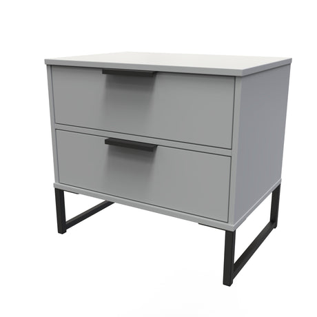 Diego 2 Drawer Midi Bedside Cabinet with Black Frame Legs - Welcome Furniture