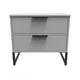 Diego 2 Drawer Midi Bedside Cabinet with Black Frame Legs - Welcome Furniture