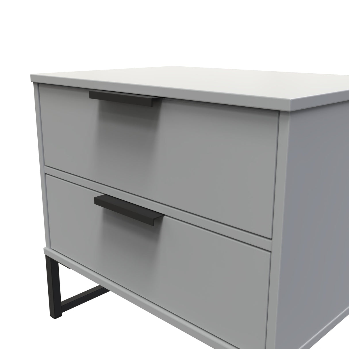 Diego 2 Drawer Midi Bedside Cabinet with Black Frame Legs - Welcome Furniture