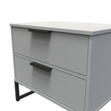 Diego 2 Drawer Midi Bedside Cabinet with Black Frame Legs - Welcome Furniture