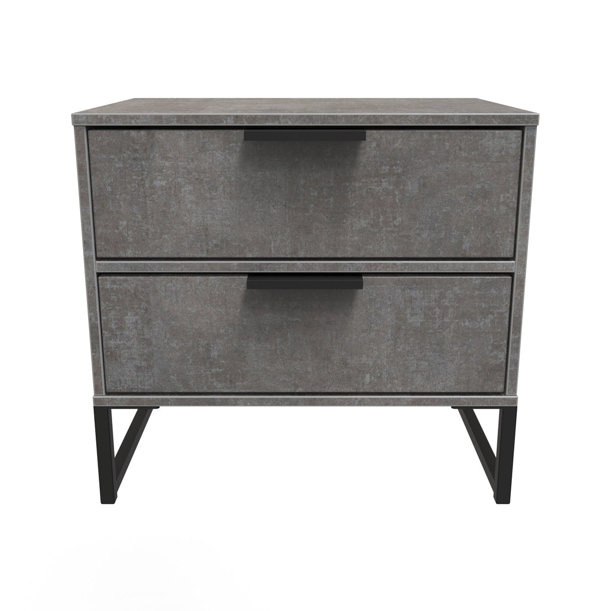 Diego 2 Drawer Midi Bedside Cabinet with Black Frame Legs - Welcome Furniture