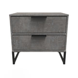 Diego 2 Drawer Midi Bedside Cabinet with Black Frame Legs - Welcome Furniture